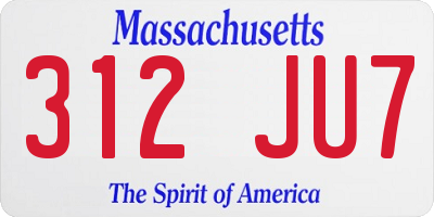 MA license plate 312JU7