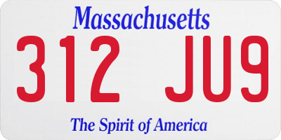 MA license plate 312JU9
