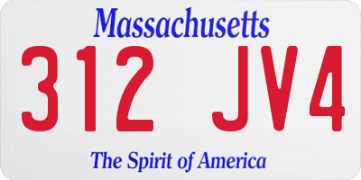 MA license plate 312JV4