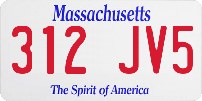 MA license plate 312JV5