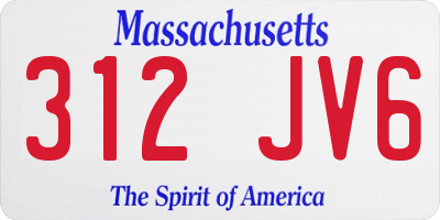 MA license plate 312JV6