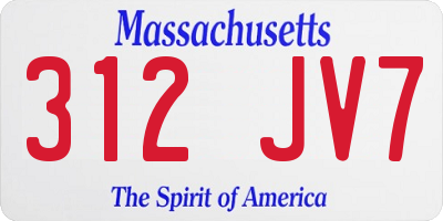 MA license plate 312JV7