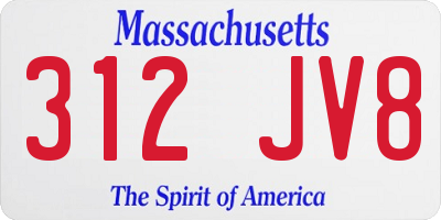 MA license plate 312JV8
