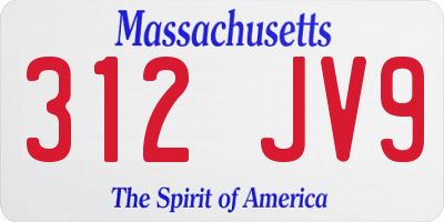 MA license plate 312JV9