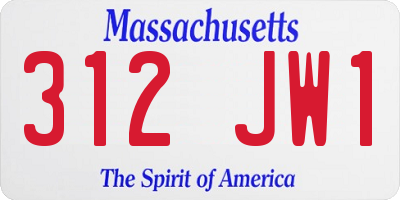 MA license plate 312JW1