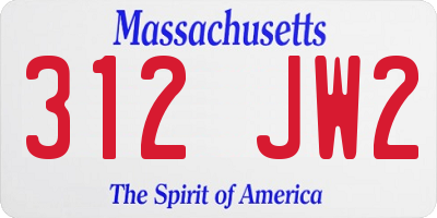 MA license plate 312JW2