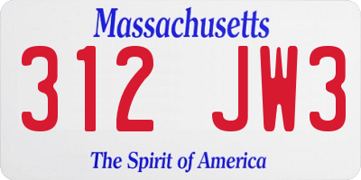 MA license plate 312JW3