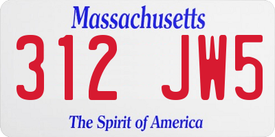 MA license plate 312JW5