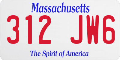 MA license plate 312JW6