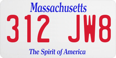 MA license plate 312JW8