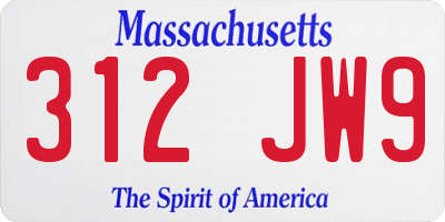 MA license plate 312JW9