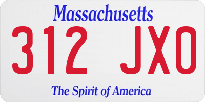 MA license plate 312JX0