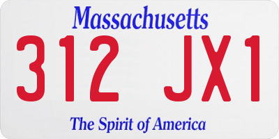 MA license plate 312JX1