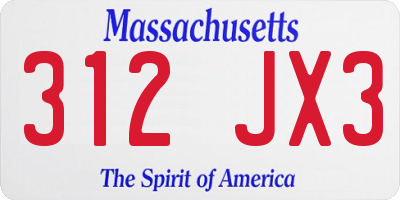 MA license plate 312JX3