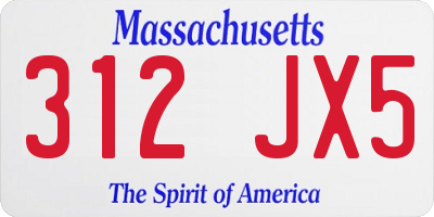 MA license plate 312JX5
