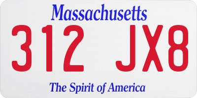 MA license plate 312JX8