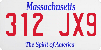 MA license plate 312JX9