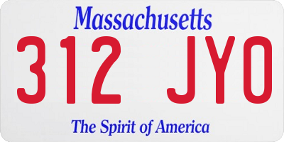 MA license plate 312JY0