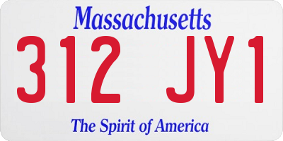 MA license plate 312JY1