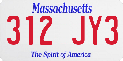 MA license plate 312JY3