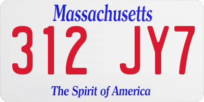 MA license plate 312JY7