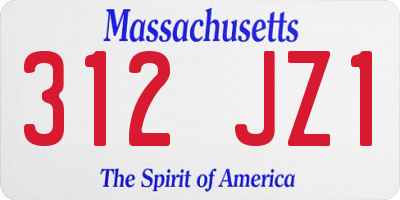 MA license plate 312JZ1