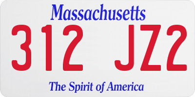MA license plate 312JZ2