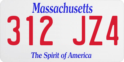 MA license plate 312JZ4