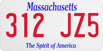 MA license plate 312JZ5