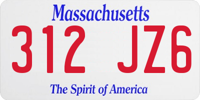 MA license plate 312JZ6