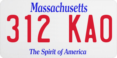 MA license plate 312KA0