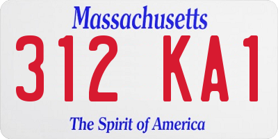 MA license plate 312KA1