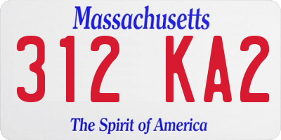 MA license plate 312KA2