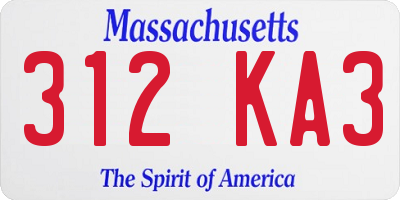 MA license plate 312KA3