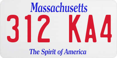 MA license plate 312KA4