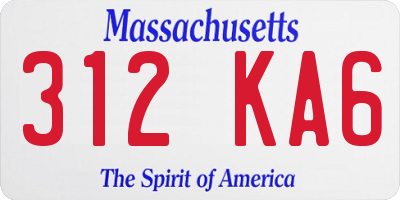 MA license plate 312KA6