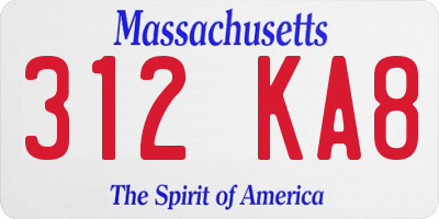 MA license plate 312KA8