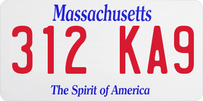 MA license plate 312KA9