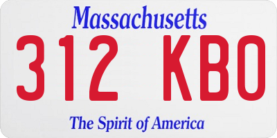 MA license plate 312KB0