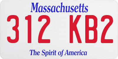 MA license plate 312KB2
