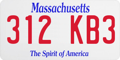 MA license plate 312KB3