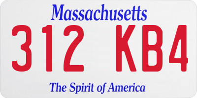 MA license plate 312KB4