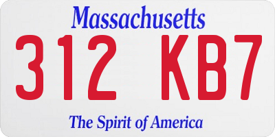 MA license plate 312KB7
