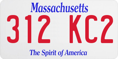 MA license plate 312KC2