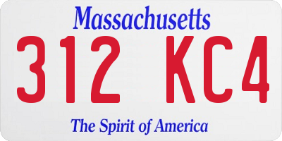 MA license plate 312KC4