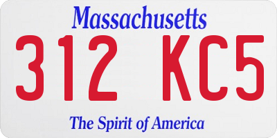 MA license plate 312KC5