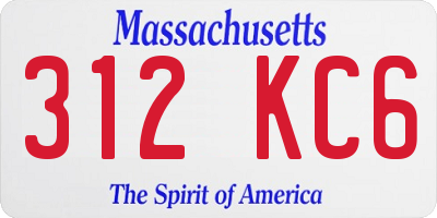 MA license plate 312KC6