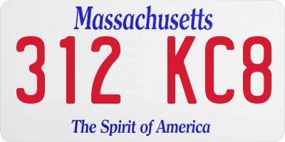 MA license plate 312KC8