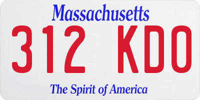MA license plate 312KD0