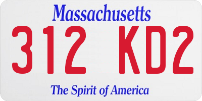 MA license plate 312KD2
